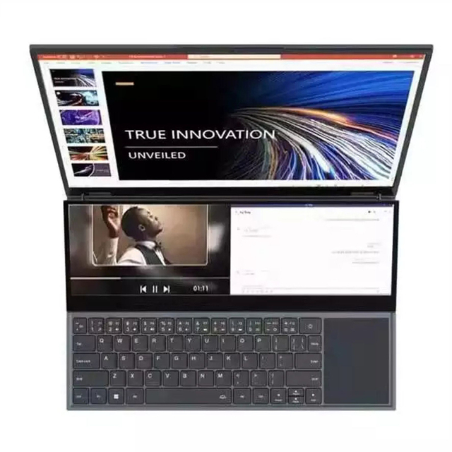 Hot Sales Ultrabook Dual Display 16"+14" Touch Screen I7 10870H Octa Core 32G RAM  2TB SSD Aluminum Gaming Laptops Notebooks