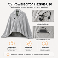 Manta Térmica Inalámbrica Lavable a Máquina, Manta Eléctrica Portátil con Alimentación USB de 5V y Múltiples Zonas de Calentamiento, OEM ODM Opcional