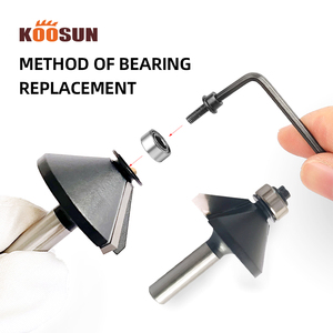 Koosun chế biến gỗ 45 độ bevel Cutter với mang góc cố định gỗ cắt tỉa cắt góc <span class=keywords><strong>CNC</strong></span> Router bit - Product Image 4
