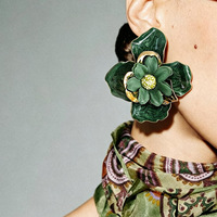 Boucles d'oreilles clous vintage 3D fleur de camélia pour femme, émail coloré, grandes boucles d'oreilles florales tendance, bijoux de mode en gros