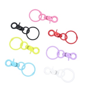 YIWANG Mousqueton pivotant avec anneau de sécurité, connecteur porte-clés DIY coloré, boucle mousqueton en métal laqué, porte-clés à anneau fendu - Product Image 1