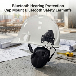 ANSI Helm-Montierbare <span class=keywords><strong>Bluetooth</strong></span> 5.4 Sicherheits-Gehörschutzkopfhörer mit Faltbaren Schlanken Ohrmuscheln und Schallverstärkung für Bau und Holzbearbeitung - Product Image 1