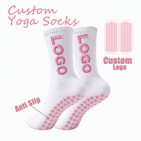 Chaussettes de yoga antidérapantes personnalisées OEM, chaussettes de Pilates en coton pour femmes, chaussettes de fitness avec logo, faible MOQ