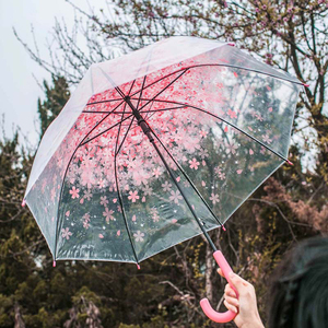 <span class=keywords><strong>Parapluie</strong></span> <span class=keywords><strong>Transparent</strong></span> Design Moderne LS, <span class=keywords><strong>Parapluie</strong></span> Princesse Fleur de Cerisier Japonais, Forme Dôme Transparente pour Filles, Vente en Gros - Product Image 1