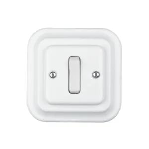 Wall Switch Ceramic Retro Style with White Square Rectangle Frame Flush Mounted Button Switch