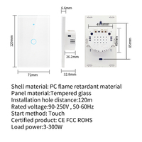 Interrupteur intelligent SIXWGH Tuya - Pas de fil neutre requis, mode WiFi et RF, compatible avec Alexa/Google Home, homologué UL, panneau tactile en verre