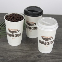 Gobelets en papier à double paroi noirs de qualité supérieure pour boissons, personnalisables avec logo, en carton alimentaire, avec encre à base d'eau