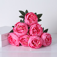 Buket Bunga Peony Sutra Plastik 7 Tangkai Buatan Shangchu - Rangkaian Bunga untuk Pernikahan, Hari Valentine, Dekorasi Hotel dan Rumah