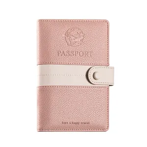 Nhà máy trực tiếp giá bán buôn hộ chiếu chủ PU Leather Bìa A7 Mini Chủ thẻ với Snap đồng hồ