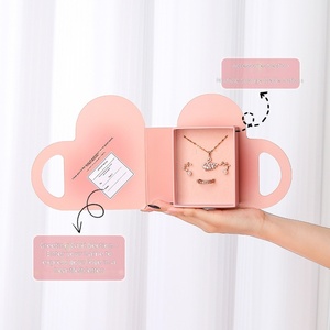 Caja de Regalo de Joyería en Forma de Corazón, Portátil, Resistente al Agua, de Cartón, con Esponja para Guardar Anillos de Pareja, para el Día de San Valentín - Product Image 3