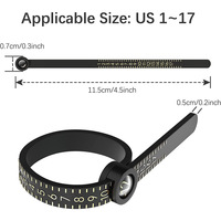 1-17 Ring Sizer with Magnifying Glass Black and White US Ring Ruler Plastic Jewelry Engraving Machine Tool Mandrel Type