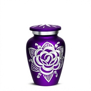 โกศสีน้ำเงินพร้อมแถบสีทองและฝาปิด สำหรับบรรจุอัฐิของผู้ใหญ่ ภาชนะเก็บอัฐิสำหรับงานศพ ของที่ระลึกงานศพ - Product Image 2