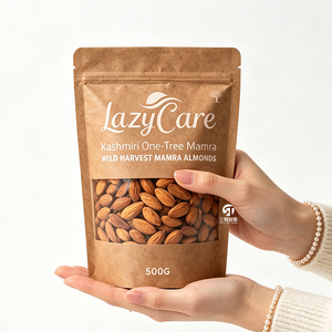 Eco Friendly Custom Kraft Paper Snack Packaging Pouches with <b>Clear</b> Window Resealable Zipper and Hang Hole for Nuts 100g 250g 500 - Product Image 1