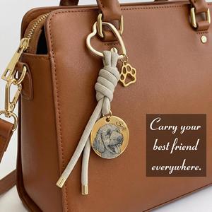 Uionen Stainless Steel Round Tag Keychain Hollow Dog Paw Pet Memorial Pendant Gold Round Tag Backpack <b>Charm</b> Pet <b>Keyring</b> - Product Image 6