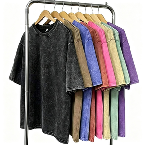 Camiseta Oversize de Lujo de Algodón Puro con Acabado Stone Wash para Hombre, Corte Holgado, Cuello Simulado, Lisa para Impresión Personalizada - Product Image 1