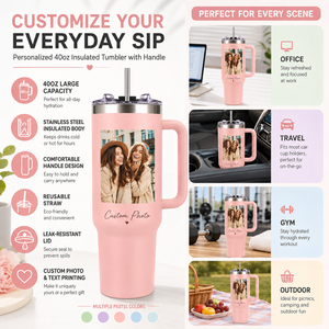 Gobelet isotherme personnalisé 40 oz avec photo, <span class=keywords><strong>tasse</strong></span> de voyage en acier inoxydable avec poignée et paille, idéal pour les cadeaux et l'usage quotidien - Product Image 3