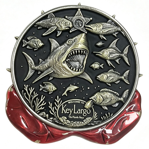 Offre Spéciale : Pièce <span class=keywords><strong>de</strong></span> Défi Personnalisée en Relief 3D, Pièce Commémorative Requin en Alliage <span class=keywords><strong>de</strong></span> Zinc, Base Noire avec Placage Étain Antique - Product Image 2