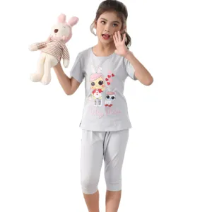 Custom Printing Cute Pajama Set For Kids Summer Cartoon Children Pjs Cotton Girls' Sleepwear Pajamas For Kids With Cheap Price