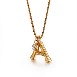 Aizhilin-cadena de oro rellena de acero inoxidable para mujer, cadena de oro con 26 letras mayúsculas, <span class=keywords><strong>Europa</strong></span> y América - Product Image 1