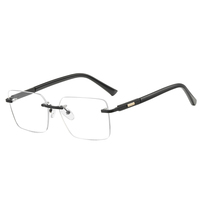 MS 91733 2025 Nuevas Gafas para Hombre, Montura Óptica de Metal sin Aro, Diseño Moderno, Lentes sin Marco con Logotipo Personalizado
