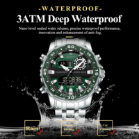 Montre pour homme Poedagar E122 de luxe, multifonction, affichage LED, alarme, lumineuse, étanche, chronographe, acier inoxydable, montre-bracelet