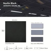 Plafond acoustique en panneaux noirs en fibres minérales, dalles de plafond suspendu 600 mm x 1200 mm (2x4 pieds)