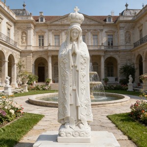 Decoración de Jardín para Iglesia, Estatua de Nuestra Señora de Fátima en Mármol, Tallada a Mano, Diseño Europeo Tradicional, Personalizada - Product Image 4