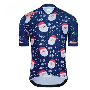 Maillot de cyclisme de haute qualité, coupe-vent, respirant, imperméable, anti-transpiration, séchage rapide, imprimé avec un motif de Père Noël, pour un cadeau de Noël - Product Image 1