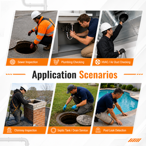 Caméra d'inspection de tuyaux de 7 pouces, caméra d'égout de 20 m/50 m, 1000 TVL avec lumière LED réglable pour le nettoyage des drains, travaux de plomberie - Product Image 6