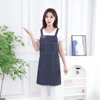 Tablier de barbier unisexe en jean avec double ceinture d'épaule, idéal pour barbecue, cuisine, café