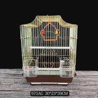 Cage d'élevage pour oiseaux en fer, surface peinte, forme carrée, fermeture à boucle, style moderne, plateau en plastique, emballée en boîte pour intérieur/extérieur