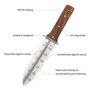 Cuchillo de excavación de mango de madera cómodo de acero inoxidable 440 de alta calidad con Funda de cuero herramienta de excavación de jardín portátil - Product Image 4