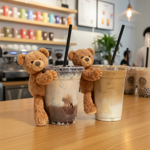 Orsetto di peluche con velcro per decorare tazze da caffè, accessorio per bevande - Product Image 5