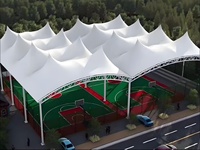 Toit sportif en membrane tendue certifiée pour charges de neige, en tissu PVDF, pour terrains de basketball extérieurs, auvent anti-pluie