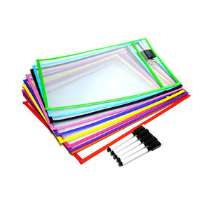 Lot de 30 pochettes effaçables à sec réutilisables, couleurs assorties, format A4 - Product Image 4