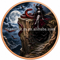 Pièce commémorative en cuivre pur 999 1OZ avec impression UV, thème Dark Fantasy Sorcière Vampyre Elfe, pièce de collection souvenir