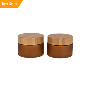 4oz 8 Oz 250g 600g Cream Container Amber Cookies Plastic Jar Small Empty Frosted Cosmetic Jar with Bamboo Lid