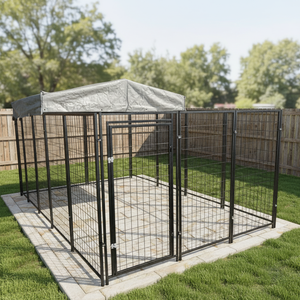 Corral Metálico Resistente para Perros Grandes con Malla de Alambre para Exteriores, con Techo Impermeable y Protección Solar a Prueba de Viento para Jardín o Granja - Product Image 2