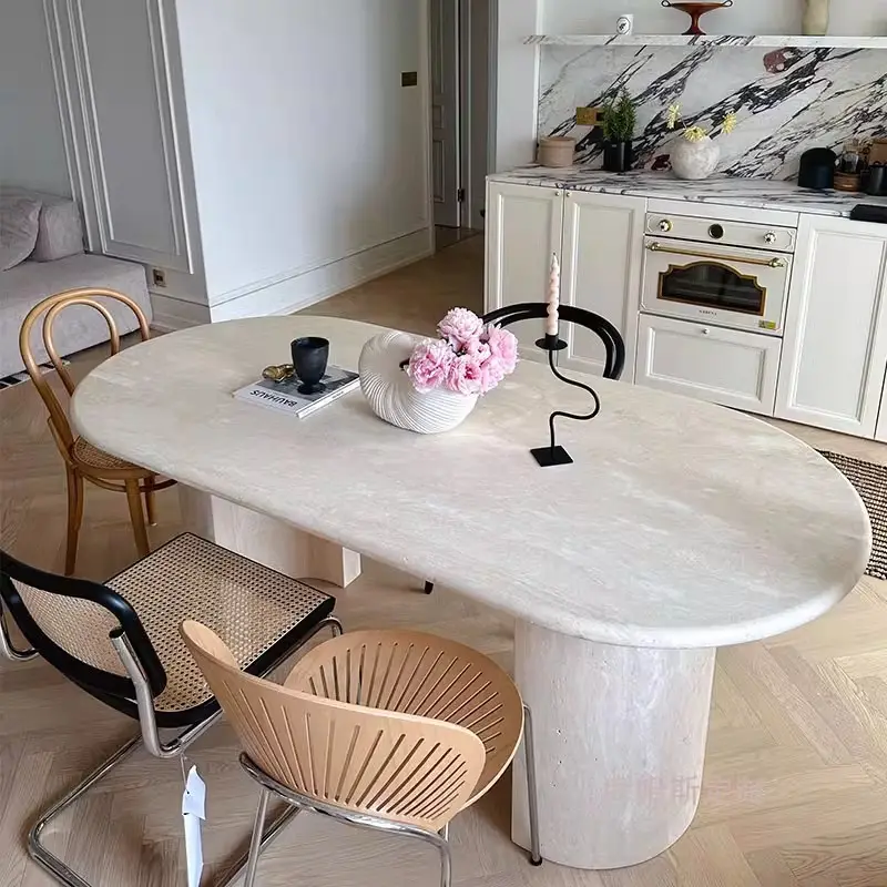 Nature Stone Travertine Top Dining Table