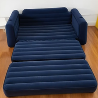 Ensemble de meubles gonflables portables gris de taille Queen Matelas pneumatique et 2 chaises longues à canapé coulissant avec fonction de rangement pour les invités