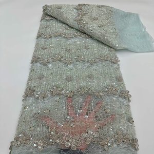 <span class=keywords><strong>Tela</strong></span> de <span class=keywords><strong>Tul</strong></span> Francés de Alta Calidad, Transpirable, Bordada, con Lentejuelas, para Vestidos de Novia y Fiesta - Product Image 5