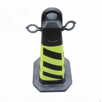Cône de signalisation Xinhong en plastique noir, avec bande réfléchissante vert fluorescent, symbole d'interdiction de stationnement, sans alimentation électrique, pour allée