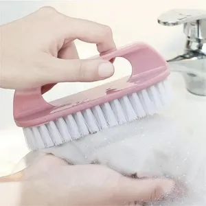 1PC Stiff Bristle <b>Shoe</b> Wash Plastic Brush Multi-<b>functional</b> Household Hand-held Cleaning Brush Laundry Bathroom Brush - Product Image 6