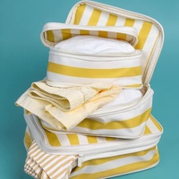 Couleur bonbon stockage bagages emballage organisateur sac ensemble Nylon rayé étanche toilette voyage Compression emballage Cubes 2 ensemble