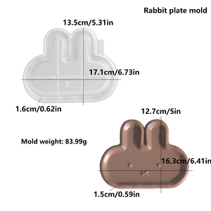 Moule en silicone LEQU Happy And Fun Rabbit Tray, moule 3D réutilisable pour la résine époxy, pour le rangement de bijoux, décoration de la maison - Product Image 6