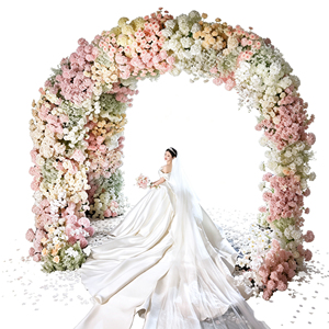 Arco Floral en Forma de U Estilo Boho con Hierba de Pampas y Flores Secas para Decoración de Bodas y Eventos Modernos - Product Image 1