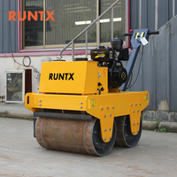 RUNTX Nouveau rouleau compresseur routier à double tambour de 700 kg, type manuel, à pousser