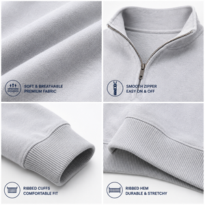 Suéter Personalizado para Hombre con Cierre de Cremallera, Cuello Alto Simulado, Tejido Elástico Suave, Fabricante de Suéteres Casuales para Marcas de Ropa - Product Image 3