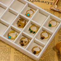 Ensemble de bagues CUMAI multi-styles de style méditerranéen avec acier inoxydable plaqué or et pierres incrustées pour femmes, bijoux vintage tendance, cadeau