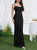 Robe longue sirène de soirée tendance pour femme, style tube extensible sans manches, collection été 2026, vente en gros